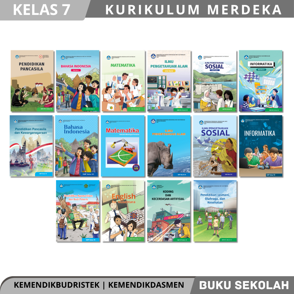 Buku Paket Siswa Kelas 7 1 SMP/Mts Kurikulum Merdeka Edisi Lama dan Revisi Pelajaran Pkn,Ppkn,Mtk,ip