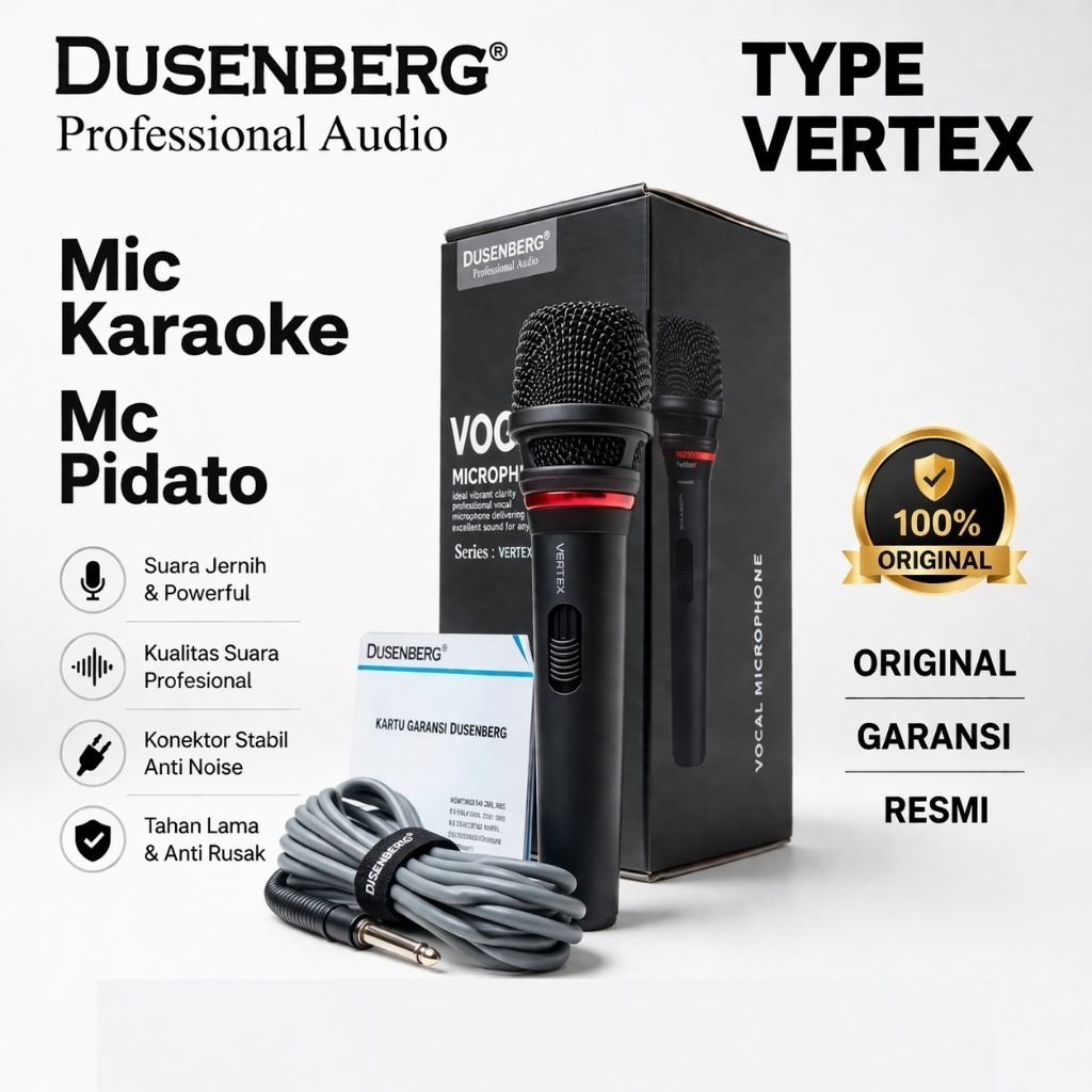 Mic Kabel Dyanmic - Dusenberg - Vertex adalah pilihan tepat untuk karaoke Anda. Kualitas suara yang 