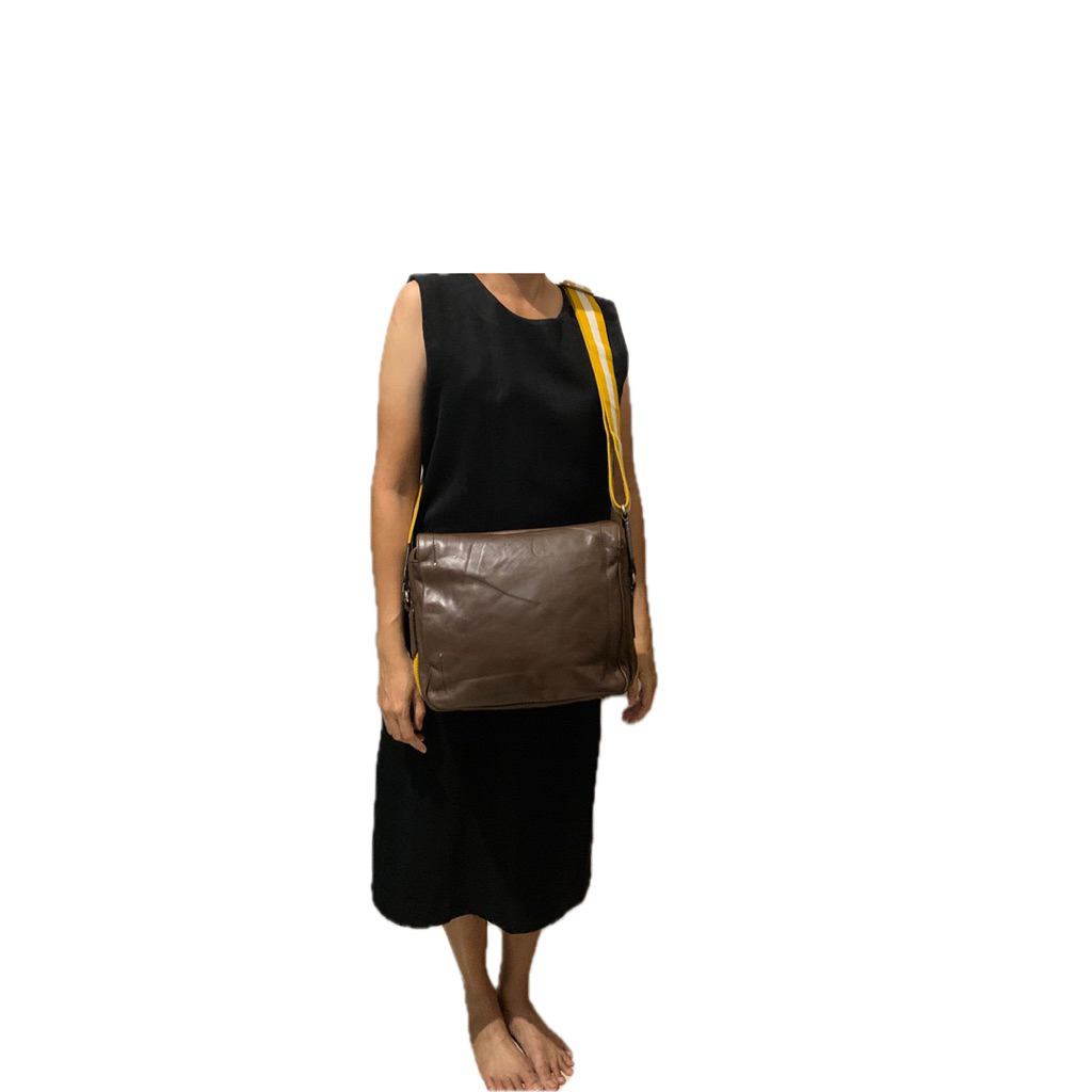 Authentic Leather Shoulder Bag Crossbody Brown Bally