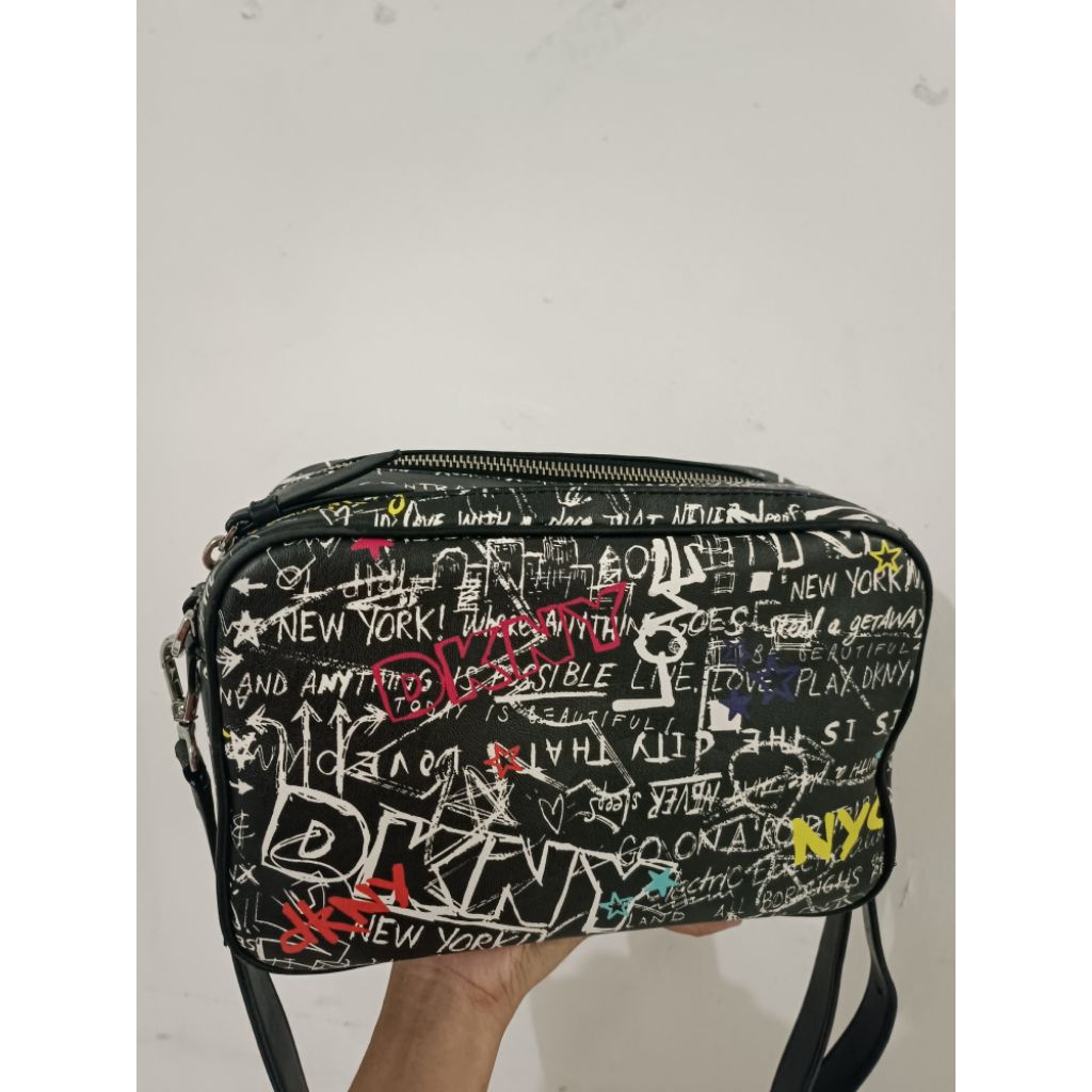 (preloved) DKNY Tilly Camera Bag | shoulder bag/crossbody with grafitty design | tas selempang