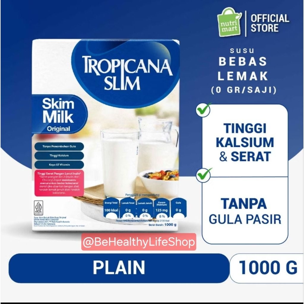 Susu Tropicana Slim Skim Milk Original 250 / 1000 gr