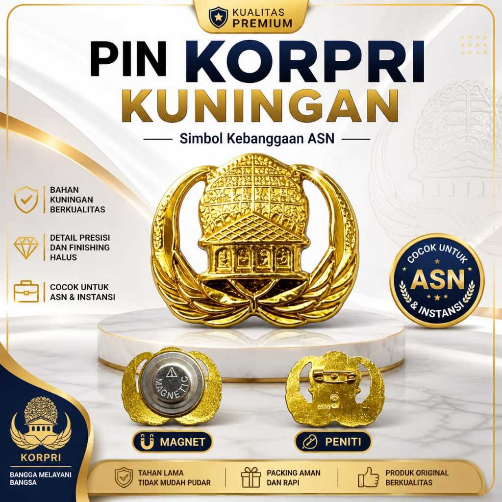 Pin Korpri Asn Pns Magnet Kuningan