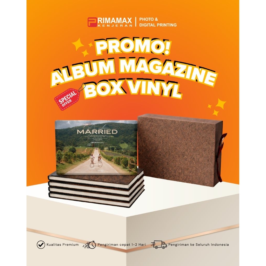 Promo Album Magazine + Box Vinyl Premium - Cetak Wedding Magazine Custom