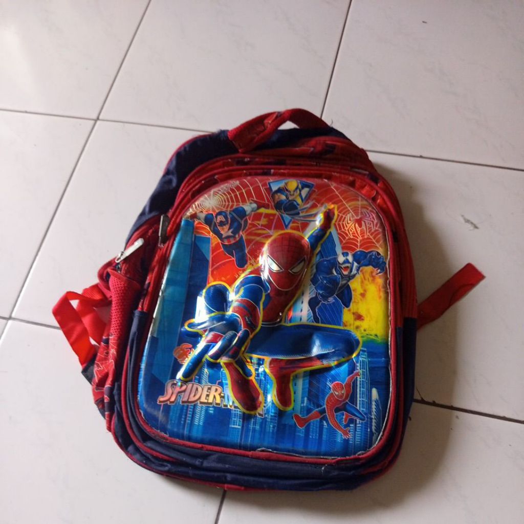 tas anak spiderman 3 risleting second bekas