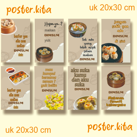 Poster dimsum 20x30 cm hiasan dinding warung dimsum kedai dimsum hiasan tembok