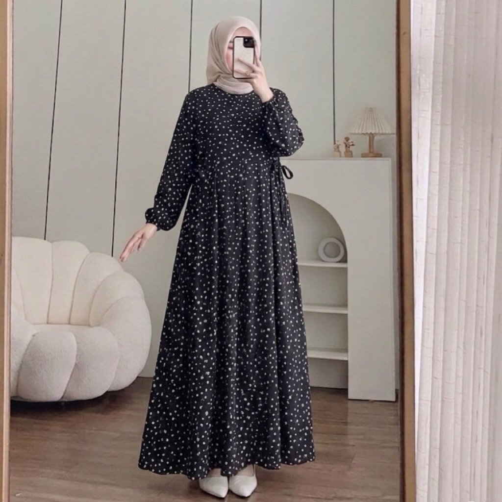 LIYODRA Dress Gamis motif bunga Korean Dress Floral manggo yoryu