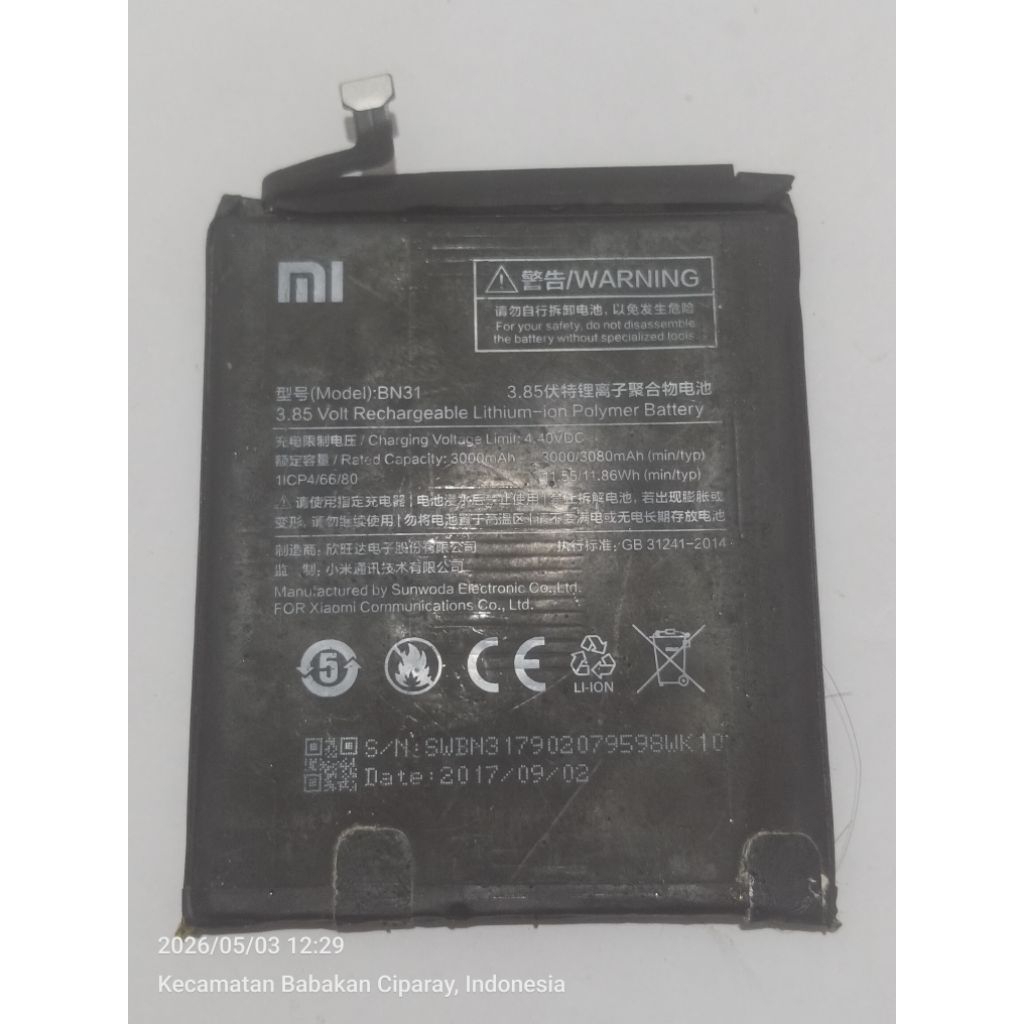 baterai xiaomi BN31 tested ori copotan