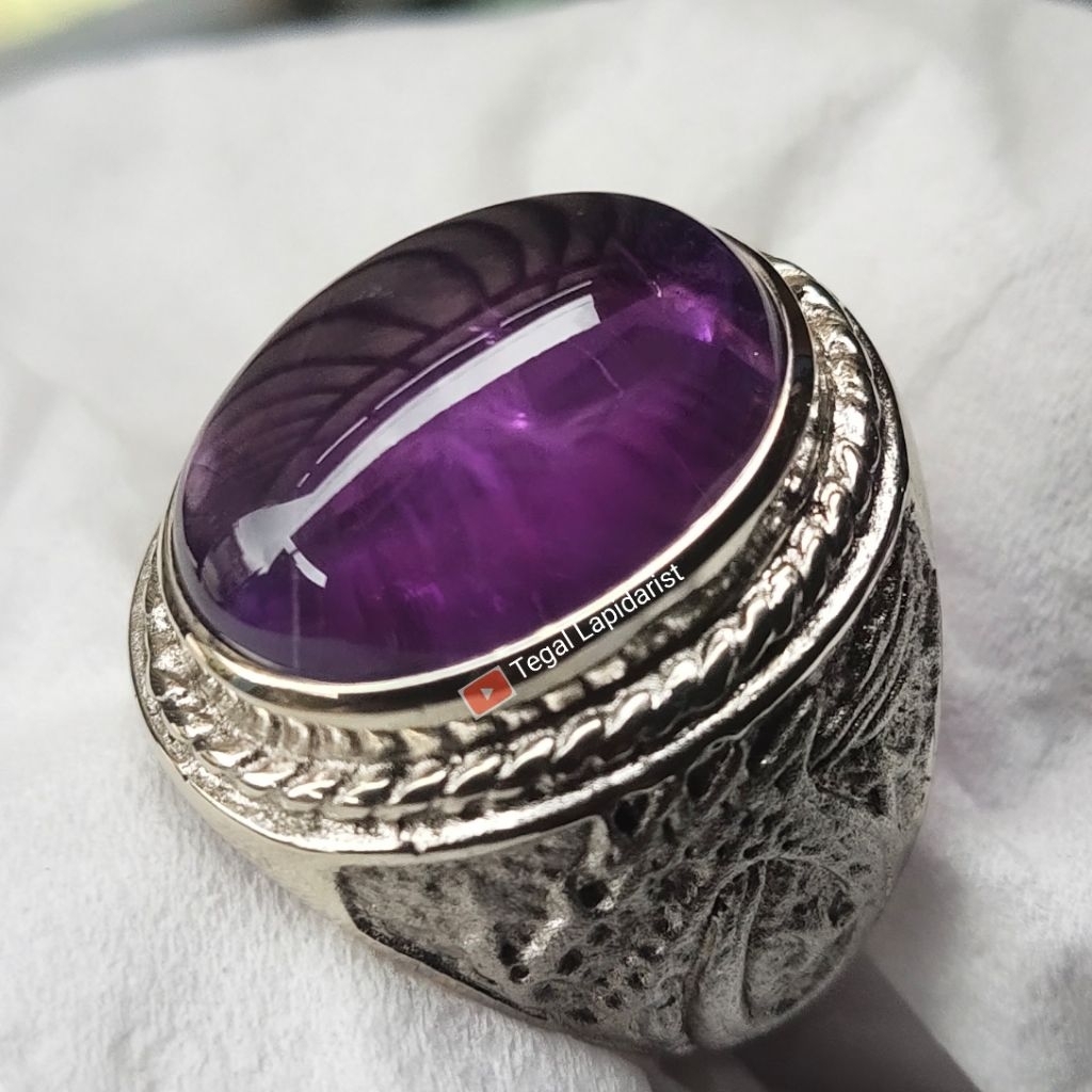 Batu Kecubung Warna Tua - Kecubung Wulung Asli Natural Amethyst Quartz - Cincin Batu Kecubung Kilap 