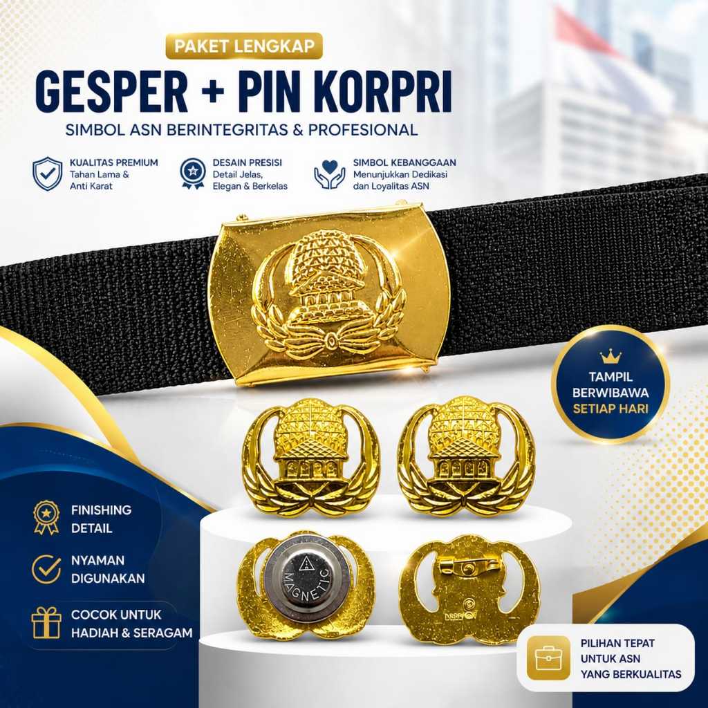 Gesper Pin Korpri Pria Wanita Asn Pns Kuningan Asli