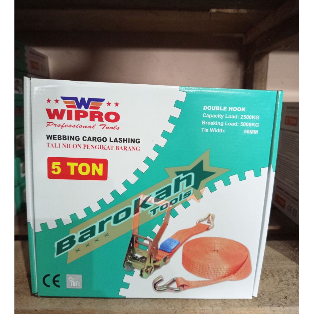 Webbing cargo lashing tali pengikat barang 5ton wipro / tali trek belt 5ton wipro