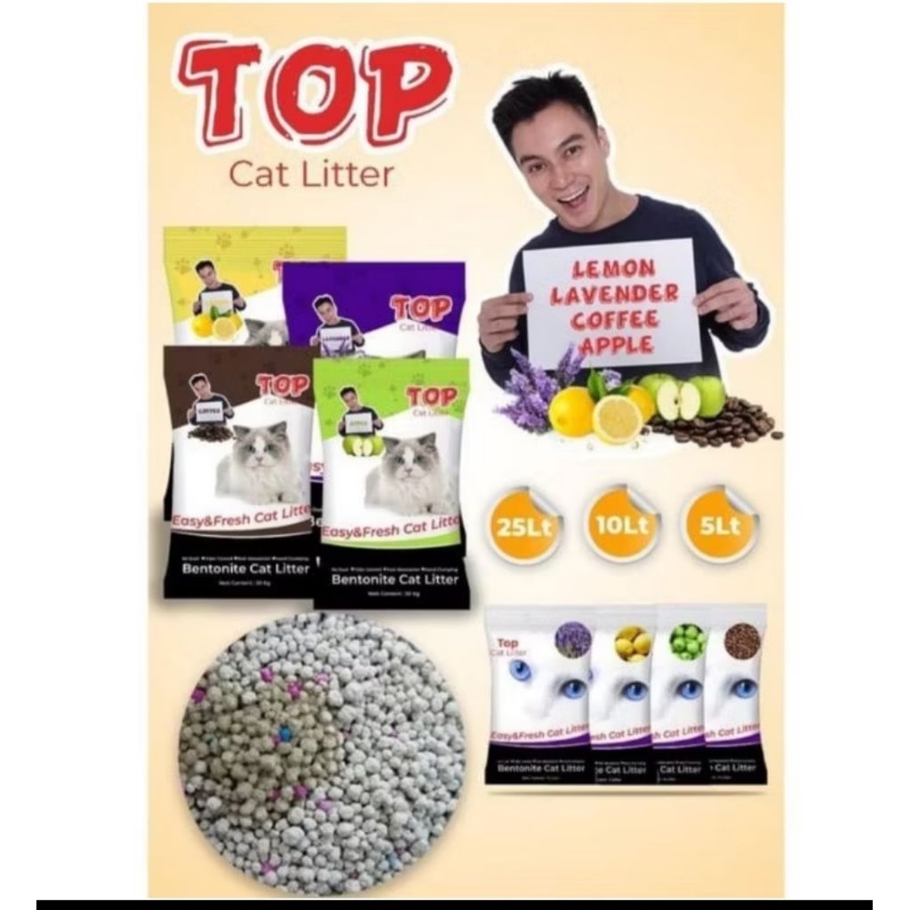 Pasir Kucing Top 10 L wangi Gumpal Pasir Kucing top