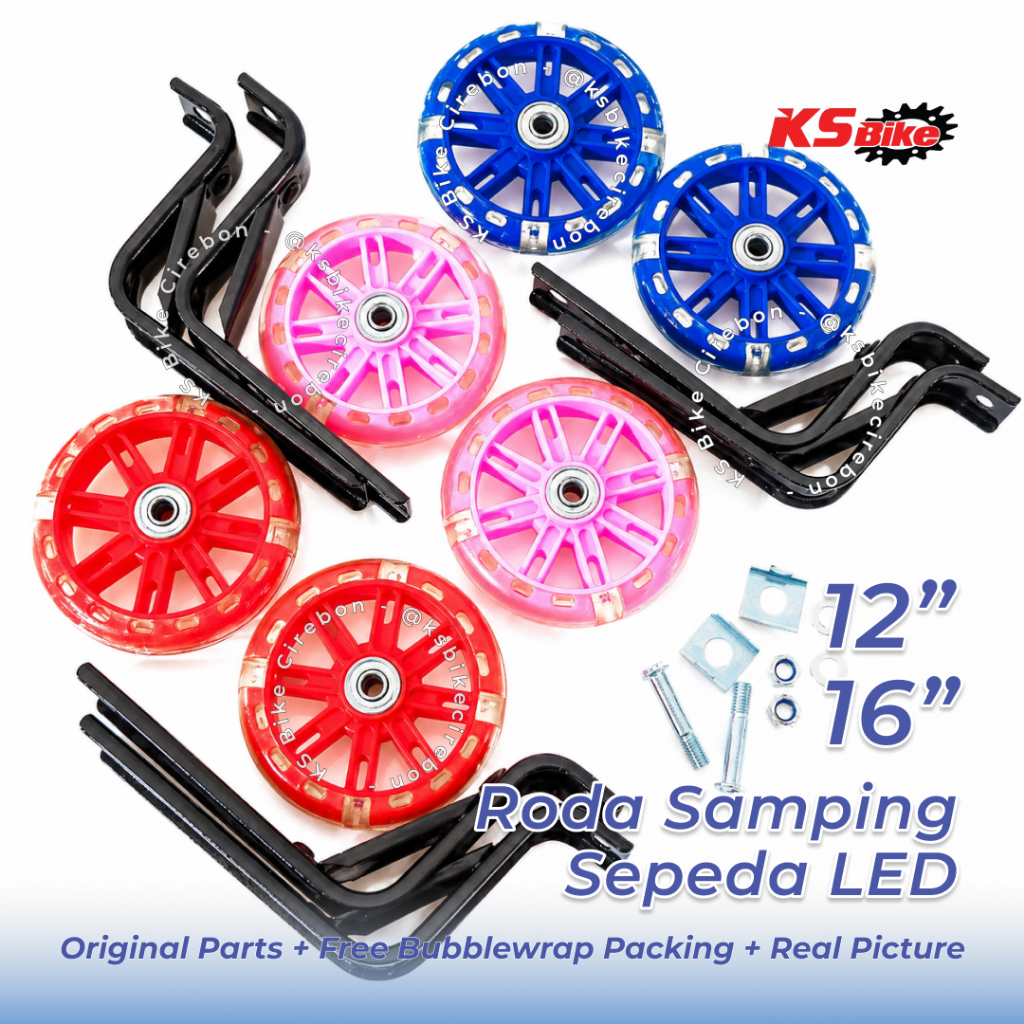 Roda Samping Sepeda Anak LED 12 16 Inch Atlantis Roda Bantu Nyala Lampu Training Wheel Anak Belajar 