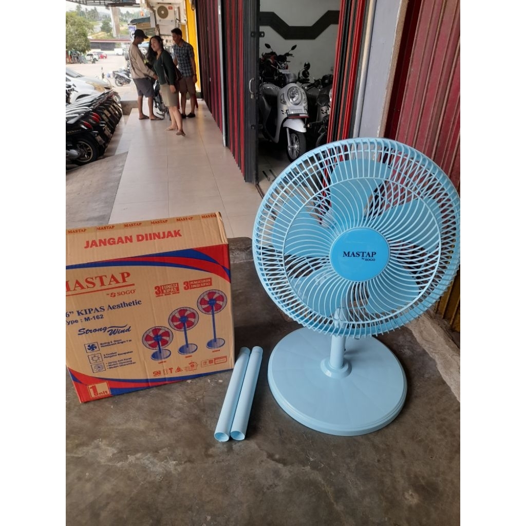 Kipas angin berdiri 16 inchi merk mastap sogo aestetik BIRUms sf 16 16216 inchi 3 fungsi lantai,dudu