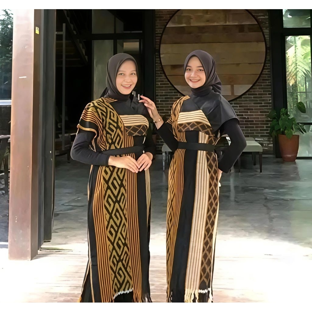 AURORA DRESS TENUN GLOD_TENUN PUTIH_TENUN HITAM_DRESS TENUN JEPARA