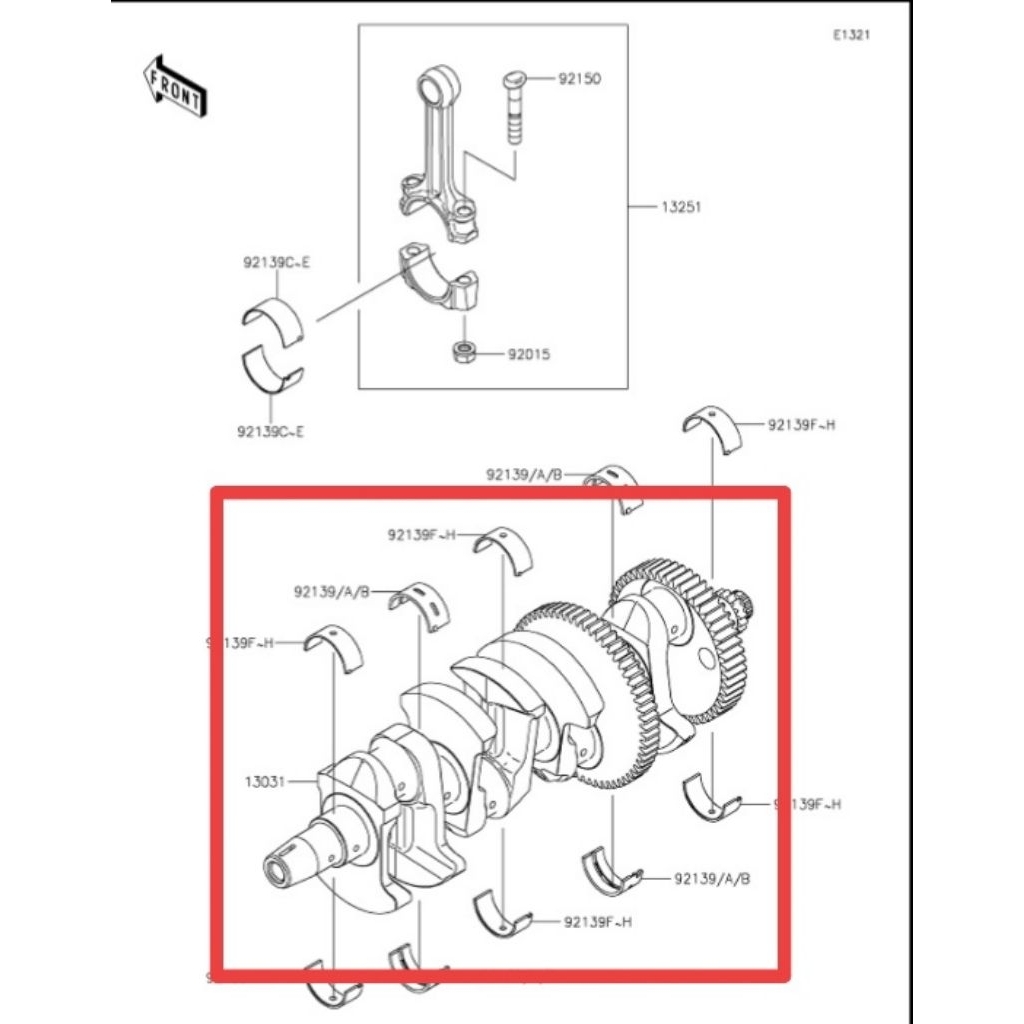 KRUK AS CRANKSHAFT Z900 ZR900 13031-0851 ORIGINAL KAWASAKI