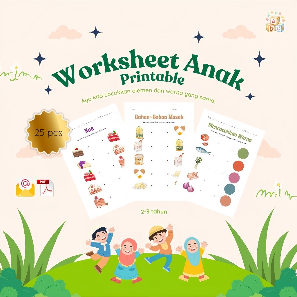 Worksheet Anak Usia 2–3 Tahun | Belajar Cocokkan Warna & Gambar (Printable PDF)