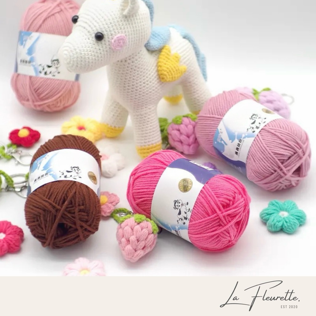 Benang Rajut Milk Cotton/Benang Katun Susu/Milk Cotton Yarn/Benang Milk Cotton (1-50)