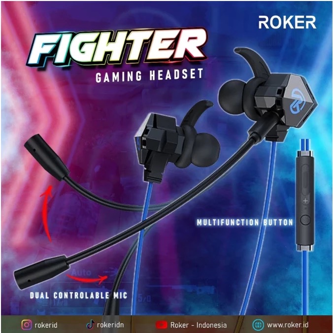 Roker Earphone / Headset Gaming Roker FIGHTER