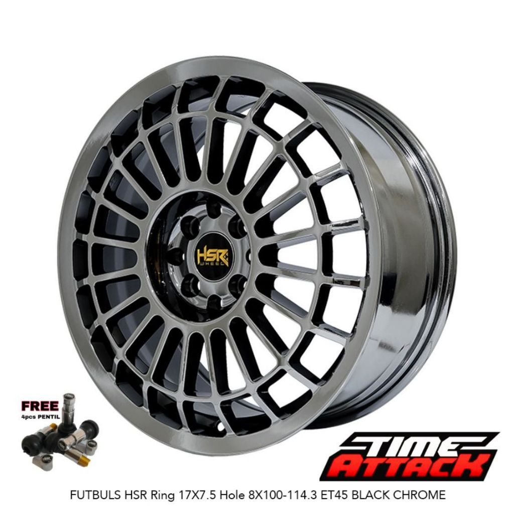 Velg Mobil Raize R17 HSR Wheel Futbuls Black Chrome Velg HSR Ring 17