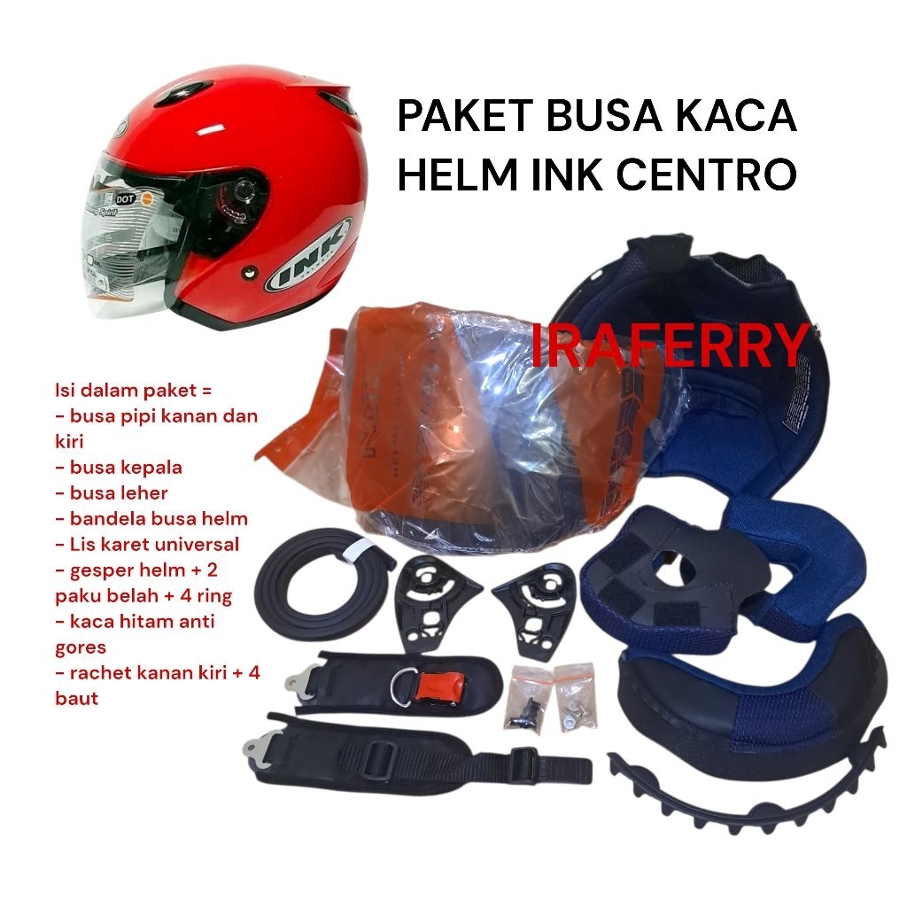 Busa helm ink centro fulset komplit | kaca visor helm ink centro jet warna hitam smoke