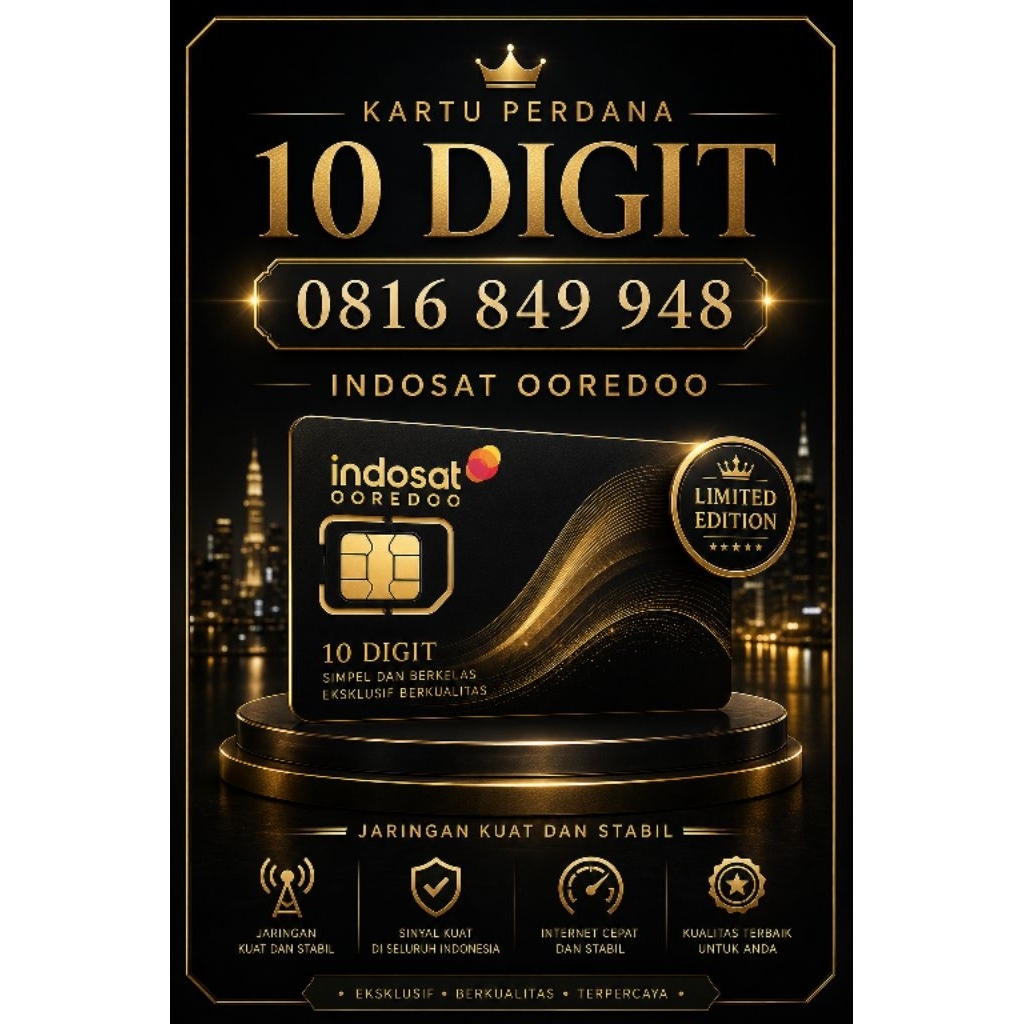 Nomor Cantik Premium Perdana Spesial Indosat Ooredoo 10 Digit Reguler Berkualitas Varian Angka Mirro