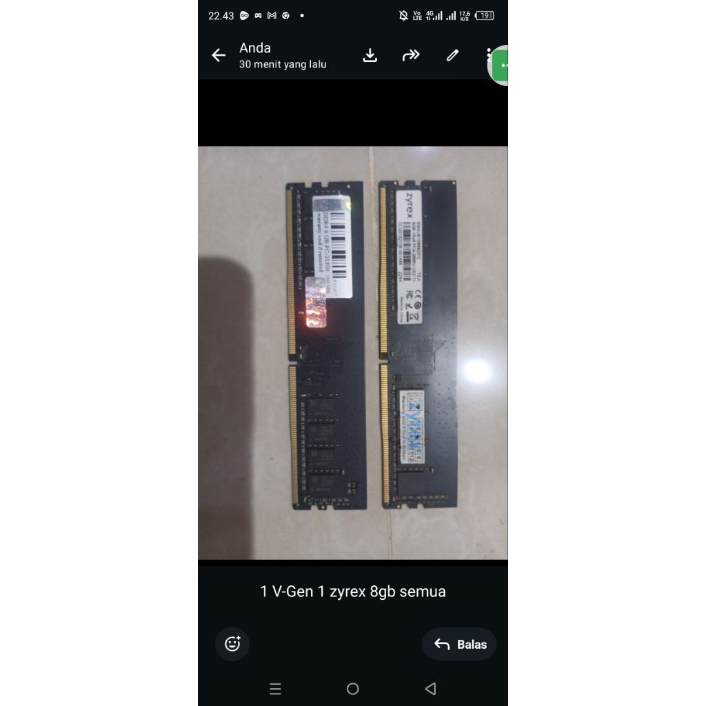 RAM DDR4 8GB VGEN DAN ZYREX