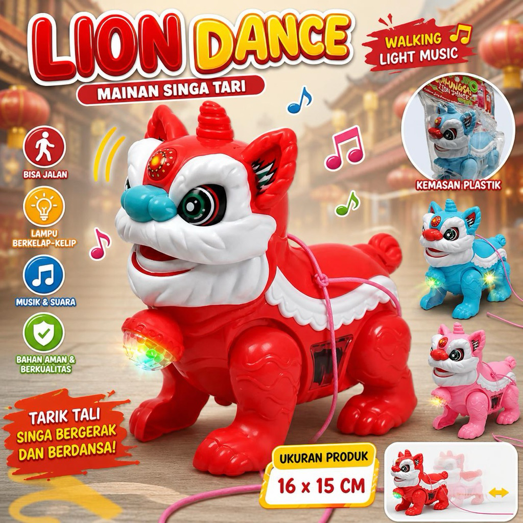 1236 mainan barongsai lampu dan musik anak anak / mainan barongsai anak lampu dan lompat / mainan ba