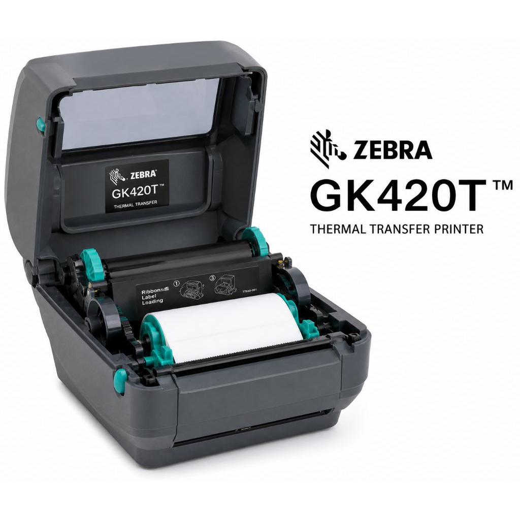 Zebra GK420T Bekas Printer Barcode Thermal Transfer 104mm USB LAN Original Cetak Resi Label Olshop