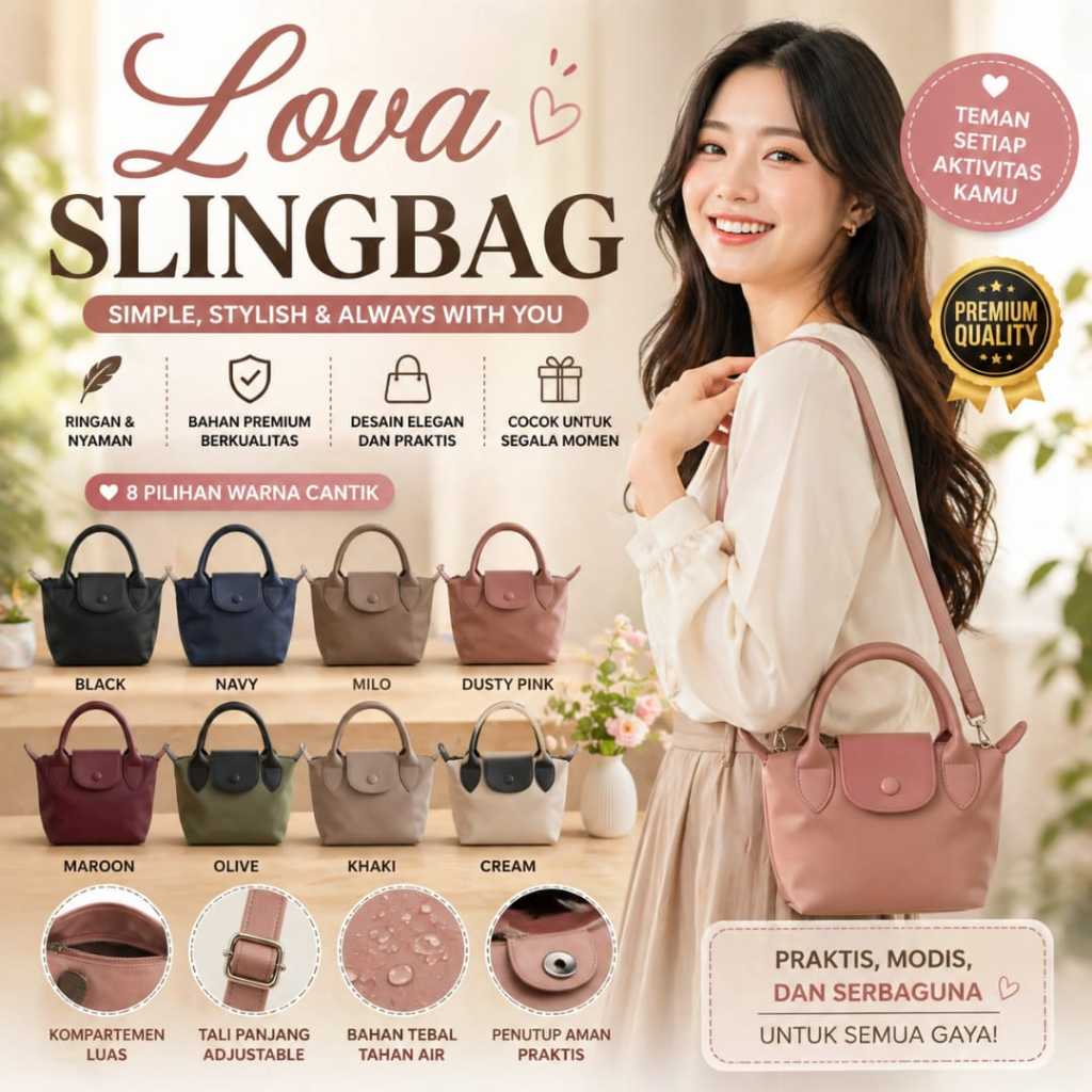 [TAS] Lova Slingbag | Tas Selempang Mini Dan Tas Tenteng Wanita Lova Sling Bag – Bahan Nilon Cocoly 
