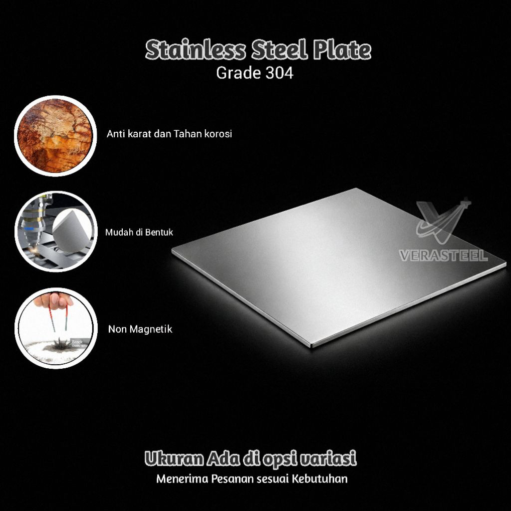 Plat stainless steel 304 tebal 3mm | Anti karat SS304 Costum