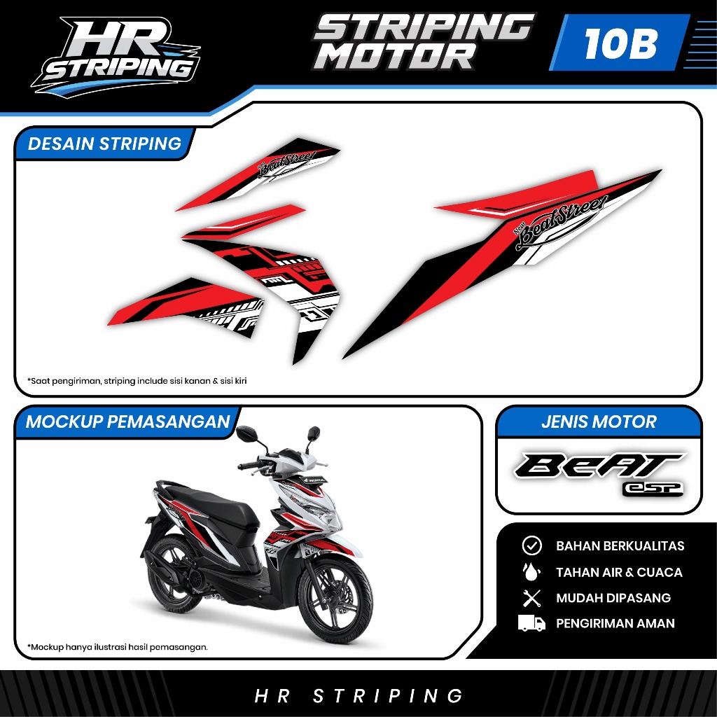 Striping Beat ESP Full Body Sticker Honda Beat ESP Decal Racing Premium Anti Air