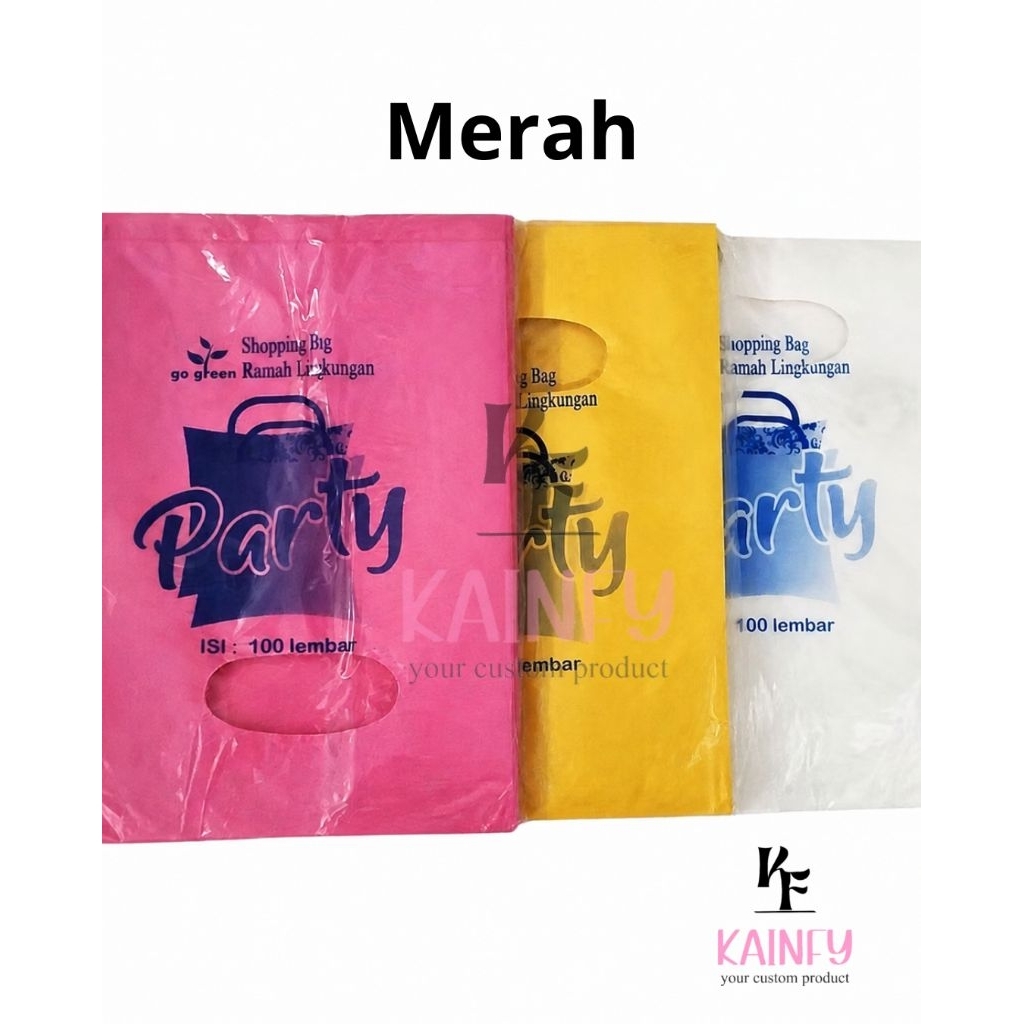 Plastik Packing Online Uk. 30 x 40 ( MERAH ) isi ±100 Lembar HD Pond Oval Plong - Plastik Pond Party