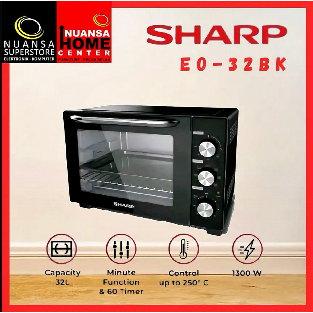SHARP EO-32BK- OVEN LISTRIK 32L KONVEKSI | KAPASITAS  BESAR & LOW WATT | GARANSI RESMI