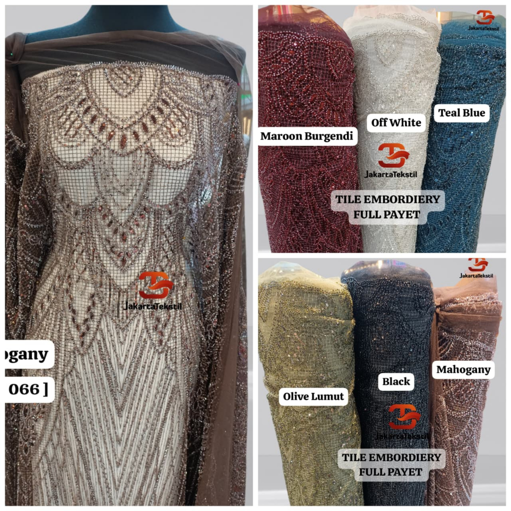 [ 064 ] Bakal Kain Kebaya Tile Brokat Bordier Payet