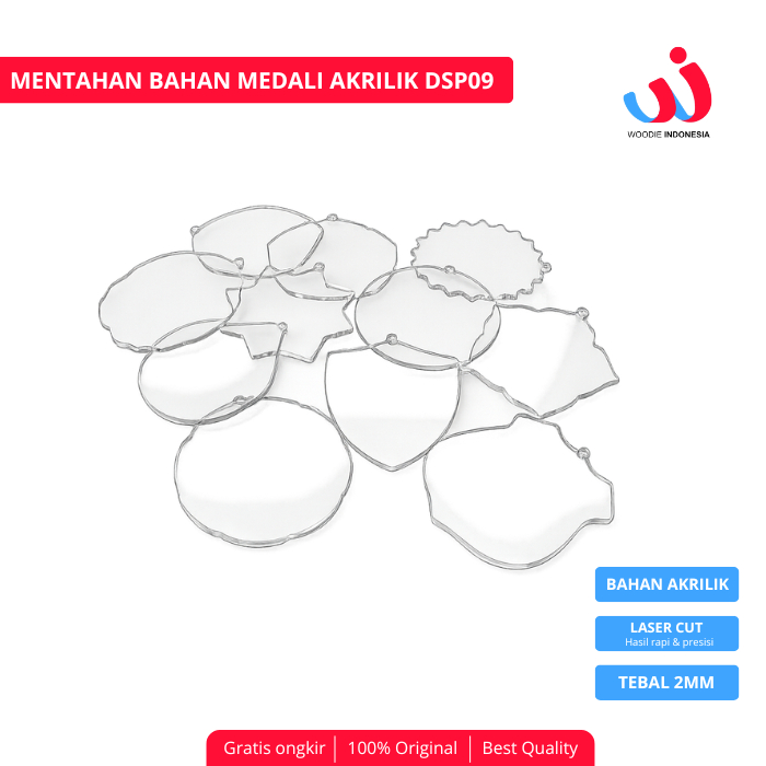 Bahan Medali Akrilik Bening Segi Lima