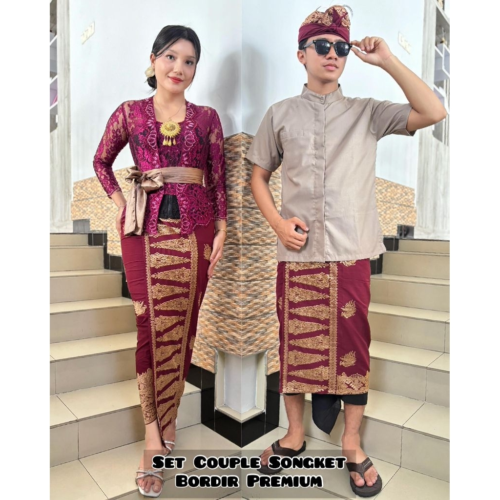 Set couple Kamen Saput udeng songket bordir