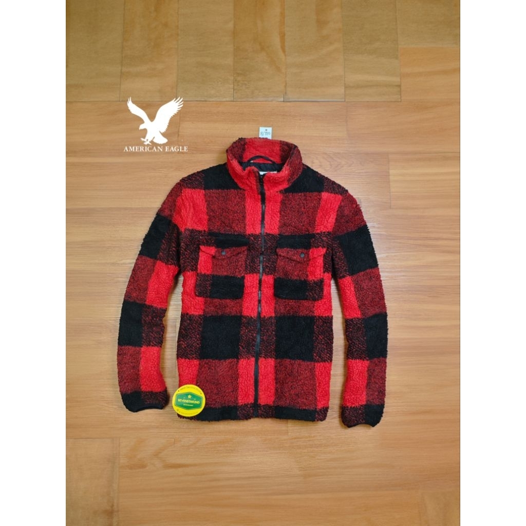 american eagle casual polar flanel motif jacket