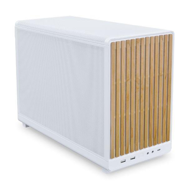 LIAN LI A3-mATX Wood Edition WHITE - Steel Mesh Panels White with Beech Wood - Stylish Micro-ATX Des