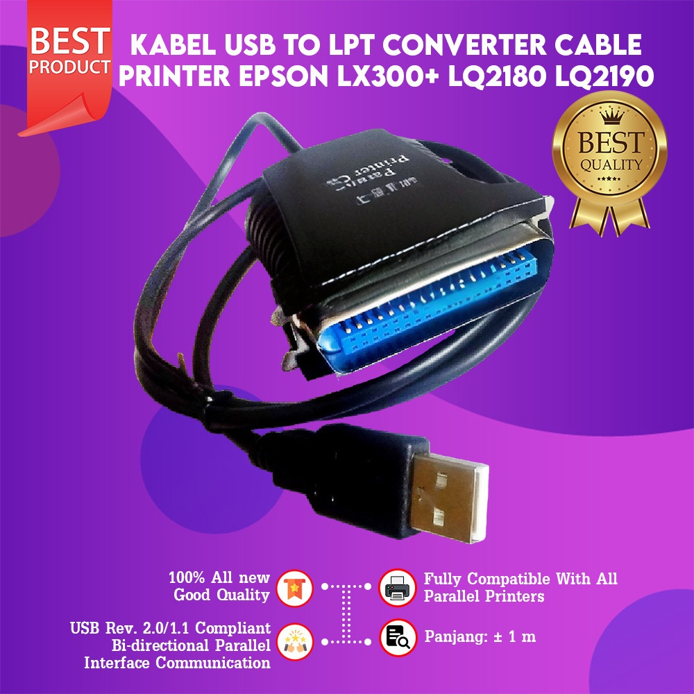 FixPrint Kabel Converter USB to LPT Printer TM-U220B TM-T81 TM-T82 TM-T88 TM-T84 Good Quality