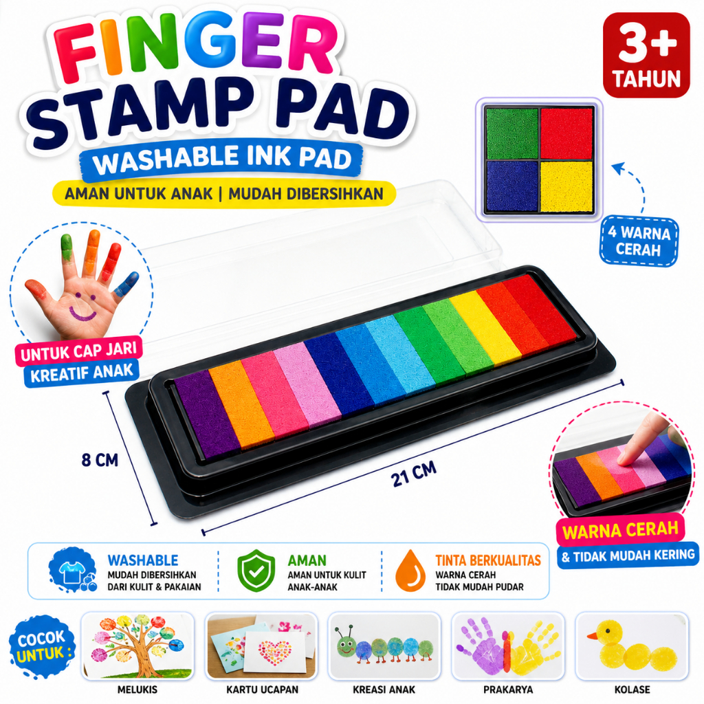 [EDUFUNTOYS] Jumbo Finger Stamp Pad Washable Hand Paint Craft Sensory Play