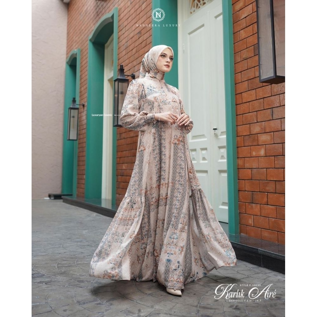 [ BISa COD] STYLE  1 KARLIK AIRE DRESS NADHEERA LUXURY  MIDI NADHEERA LUXURY GAMIS ANAK DAN MOM GAMI