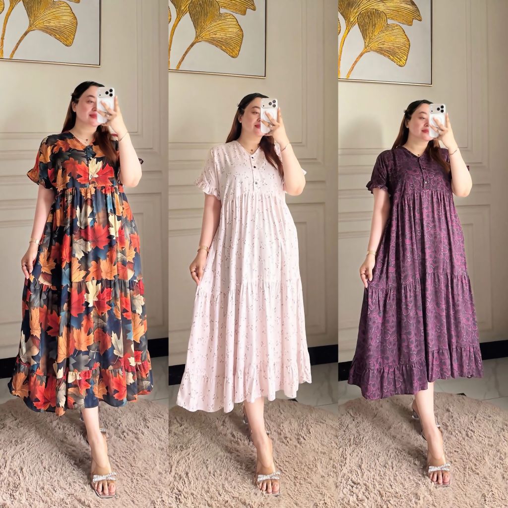 Yura Dress Daster Rayon Kekinian Daster Jumbo Rempel Bawah
