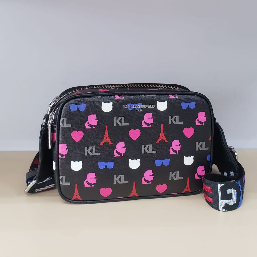 tas KL Maybelle Camera Bag Black/pink multi.
