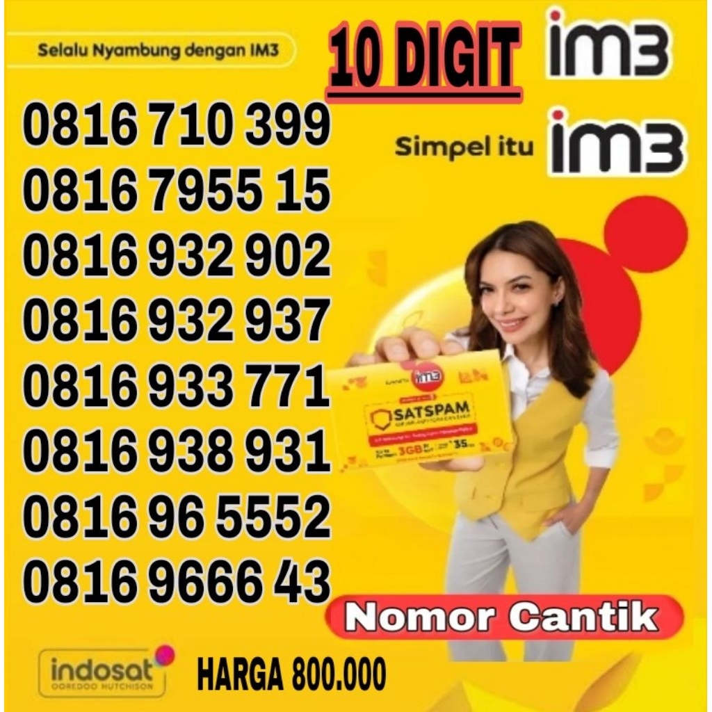 NOMOR CANTIK INDOSAT IM3 10 DIGIT 4G LTE 1919