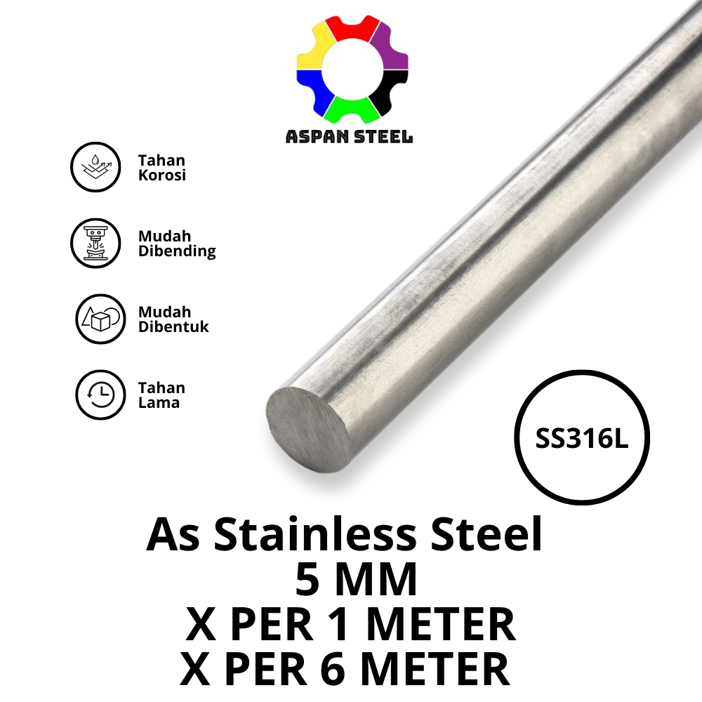 As 5 mm stainless steel 316