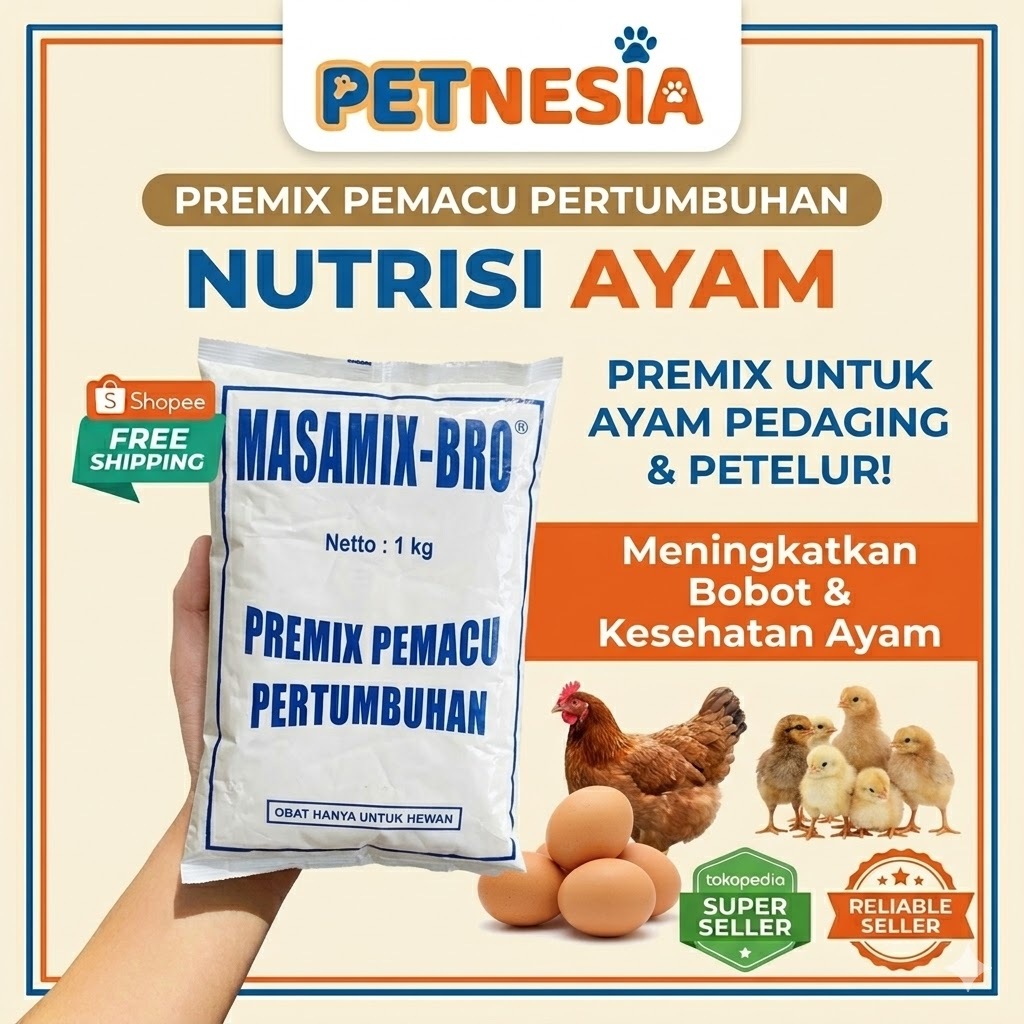 MASAMIX BRO 1 KG - Premix Pemacu Pertumbuhan Nutrisi Ayam