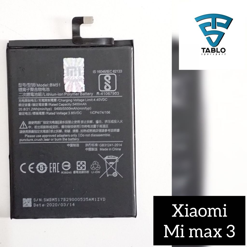 Baterai Xiaomi mi max 3 BM51 KW second