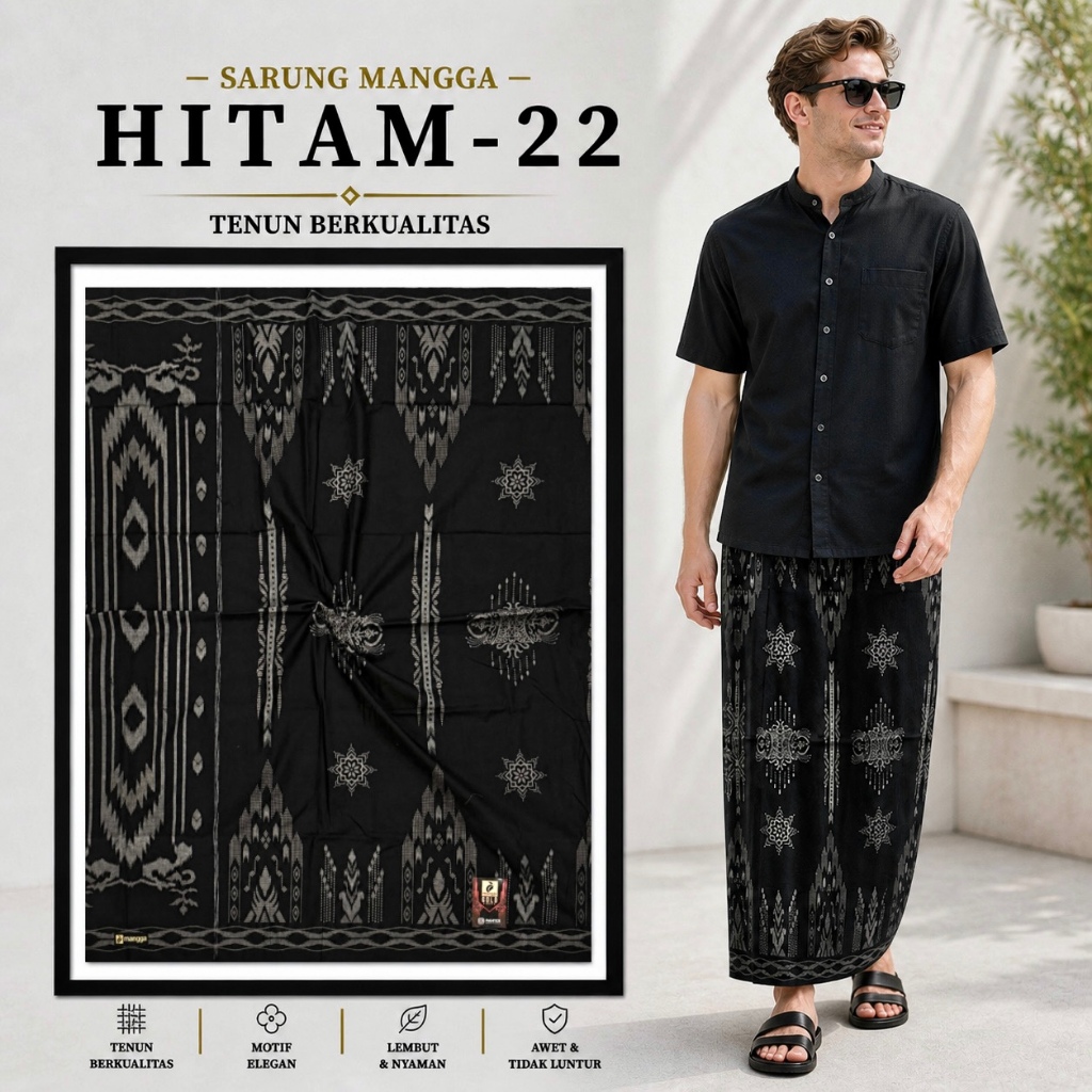 Sarung Tenun Mangga Gold Kembang Dewasa Sarung Hitam Motif Kembang Cap Mangga Sarung Pria Terbaru