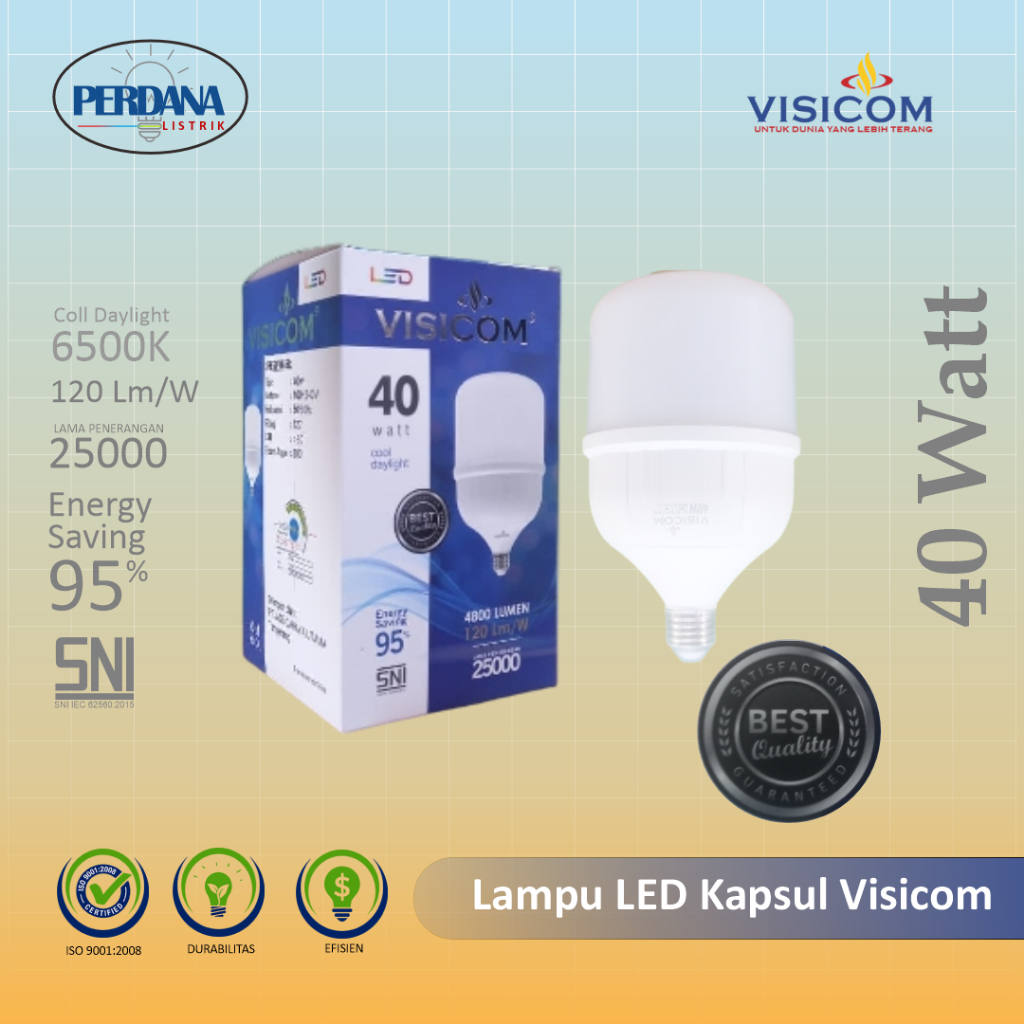 Lampu LED Kapsul VISICOM 40 Watt - Hemat Energi, Daya Tahan Lama, Desain Minimalis