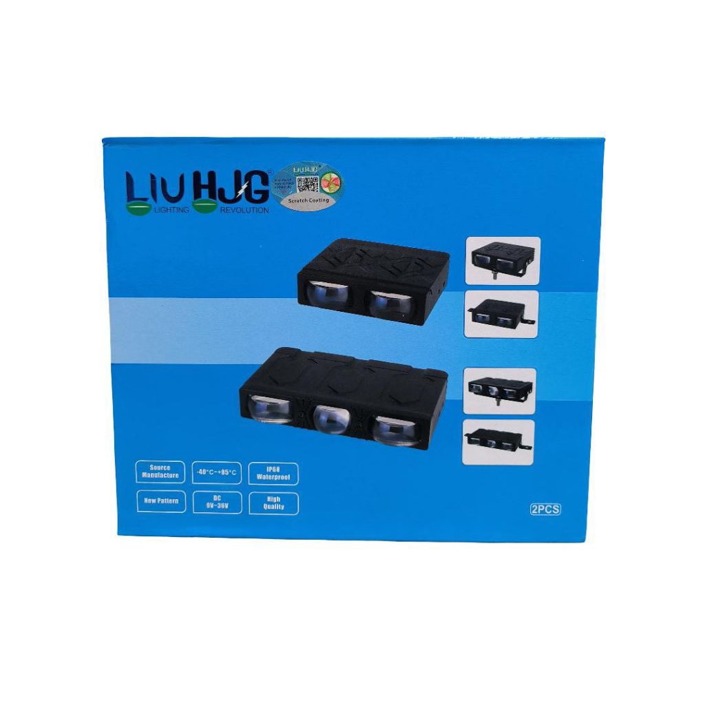 BILED Velolaser HJG 3 Mata Slim LIU HJG Super Terang 9-36V IP67 Lampu Sorot Motor Mobil